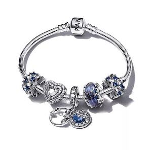 Pandora bracelet with charms box dust bag cloth shopping bag and insert bundle